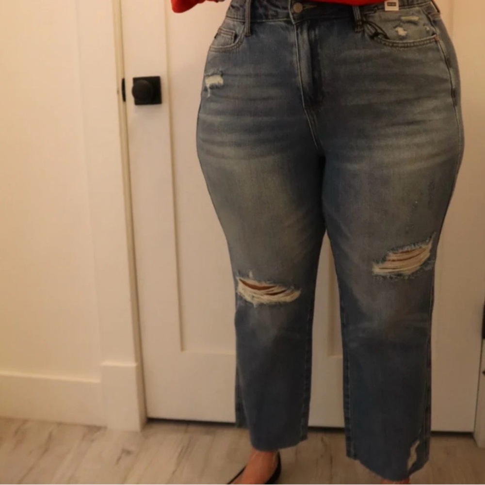 Judy Blue Distressed Cropped Straight Jeans